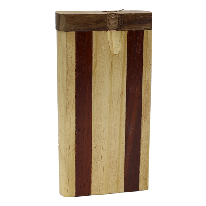 HAND CRAFTED TWO STRIPES WOODEN DUGOUT 4 INCHES