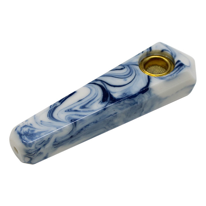 Blue Marble Effect Smoking Stone Pipe 3 Inches