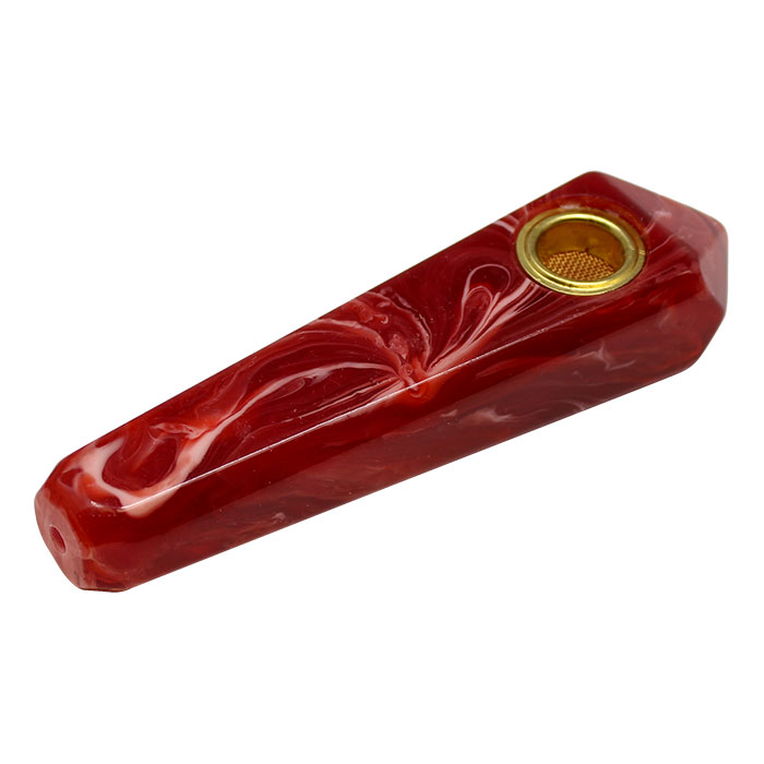Red Marble Effect Smoking Stone Pipe 3 Inches