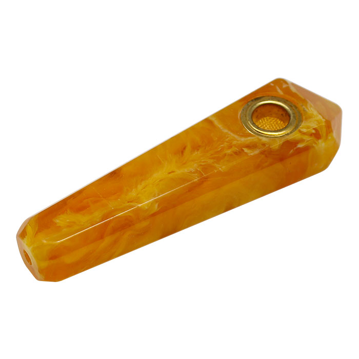 Yellow Marble Effect Smoking Stone Pipe 3 Inches