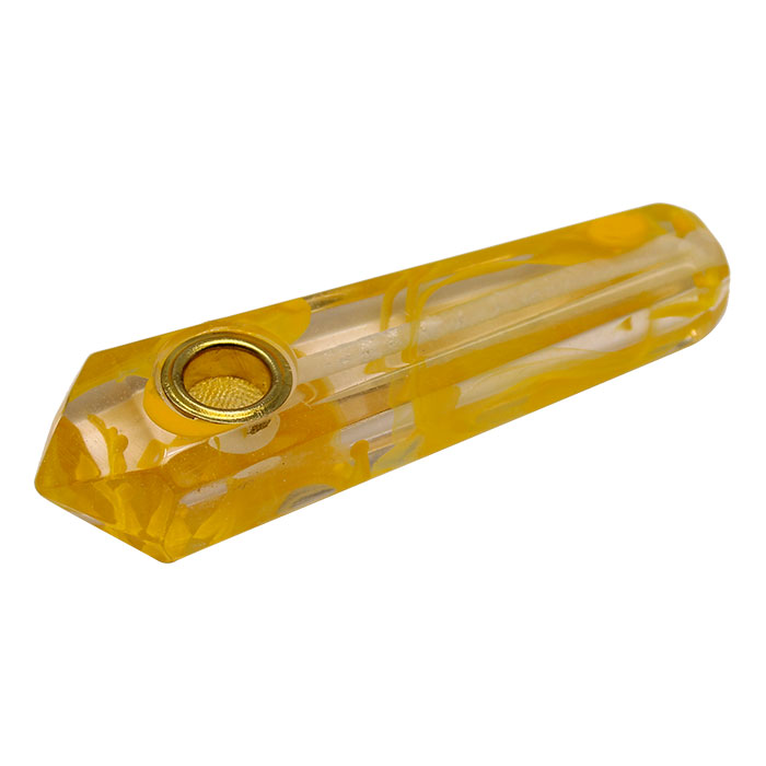 Yellow Tumbler Marble Effect Smoking Stone Pipe 3 Inches