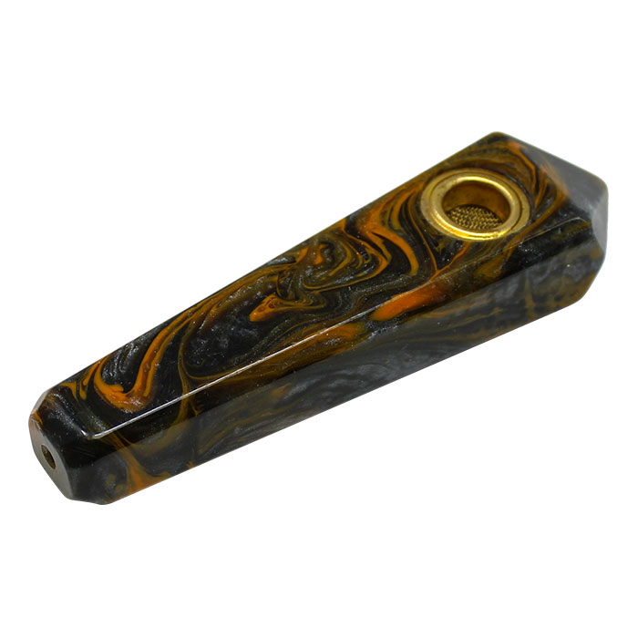 Orange Marble Effect Smoking Stone Pipe 3 Inches