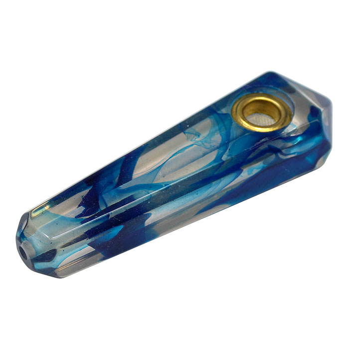 Blue Marble Effect Smoking Stone Pipe 3 Inches