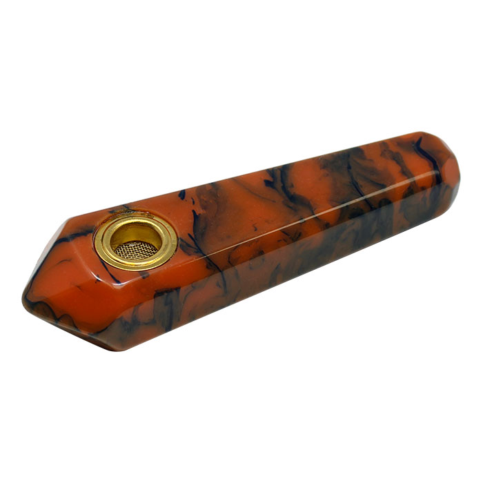 Red And Black Marble Effect Smoking Stone Pipe 3 Inches