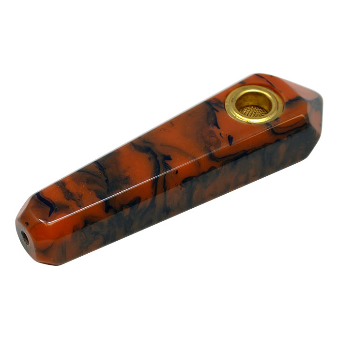 Red And Black Marble Effect Smoking Stone Pipe 3 Inches