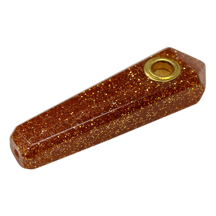Brown Sparkly Smoking Pipe 3 Inches