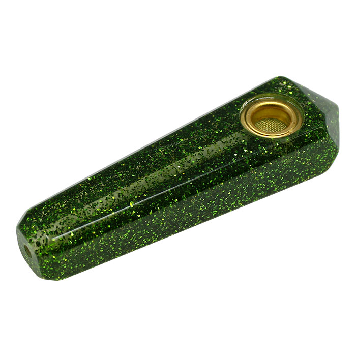 Green Sparkly Smoking Pipe 3 Inches