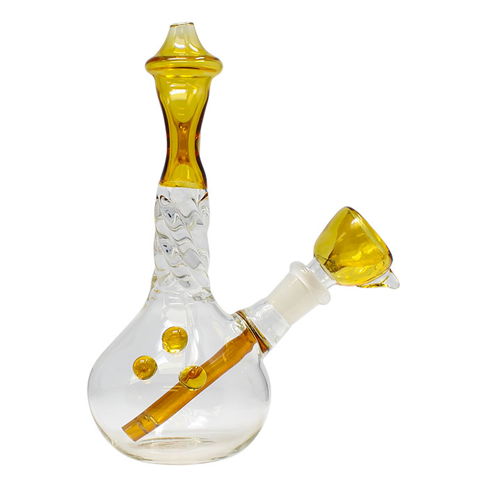 Amber Twisted Mouthpiece Dab Rig 6 Inches
