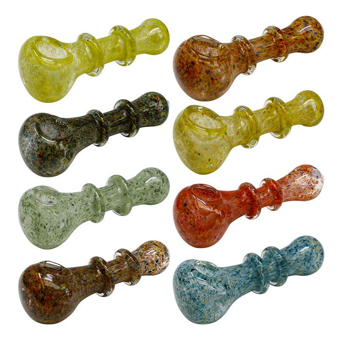 Assorted Color Two Rings Glass Pipe 4 Inches