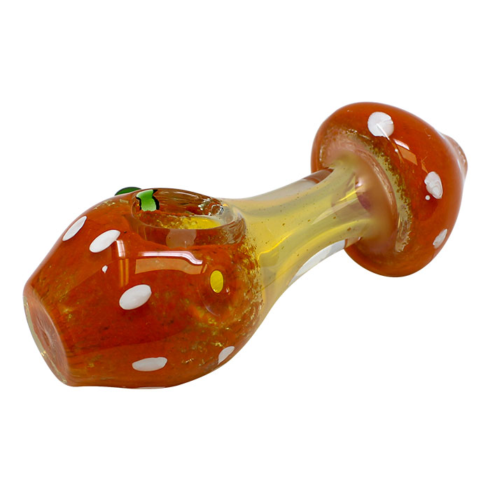 Mushroom Design Orange Color Glass Pipe 4 Inches