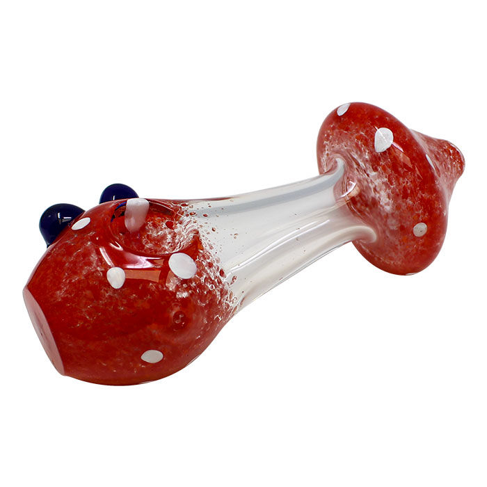 Mushroom Design Red Color Glass Pipe 4 Inches