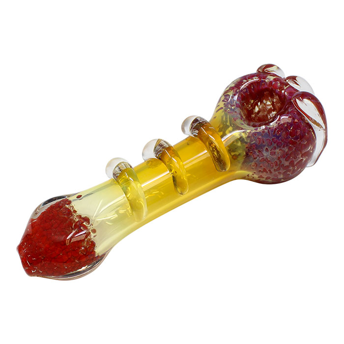 Red Three Ring Glass Pipe 5 Inches