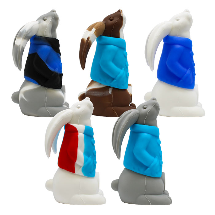 Assorted Color Silicone Rabbit Pipe 4 Inches