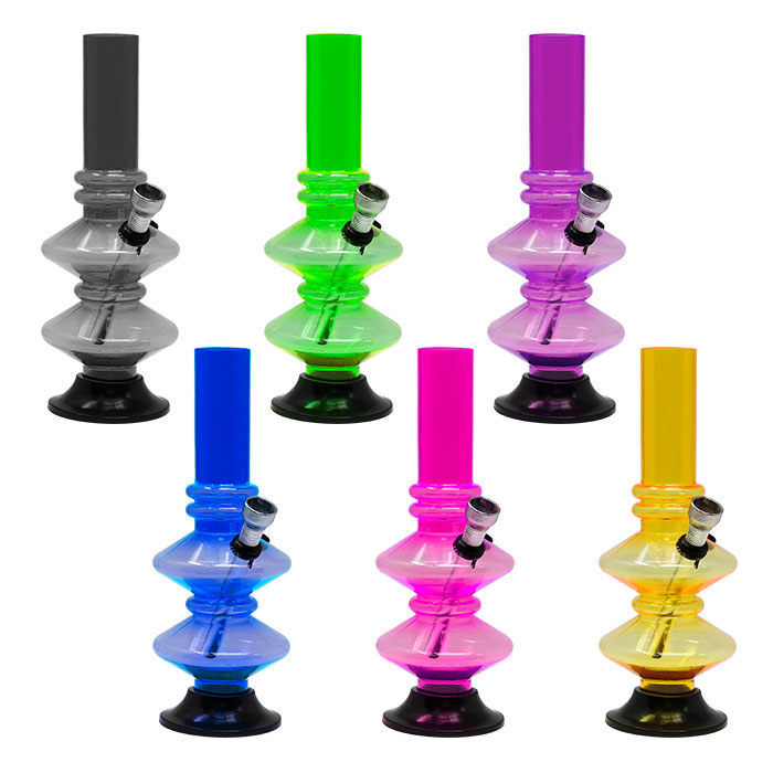 Assorted Color Double Disk Bong 8 Inches