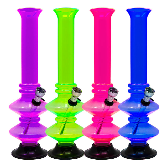Assorted Color Double Disk Acrylic Bong 10 Inches