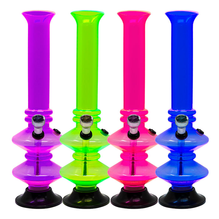 Assorted Color Double Disk Acrylic Bong 10 Inches