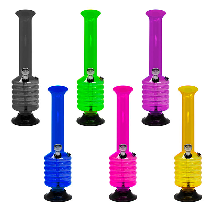 Assorted Color Multi Ring Base Acrylic Bong 10 Inches