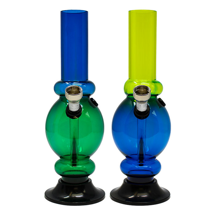 Assorted Color Double Shade Bubble Base Acrylic Bong 8 Inches