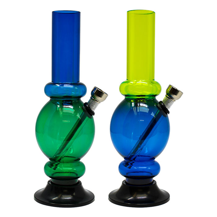 Assorted Color Double Shade Bubble Base Acrylic Bong 8 Inches