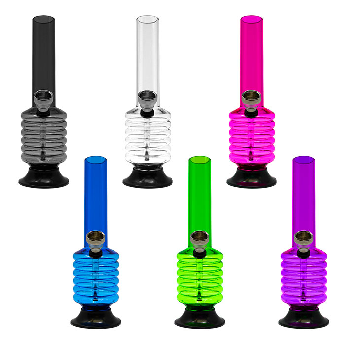 Assorted Color Multi Ring Base Acrylic Bong 6 Inches
