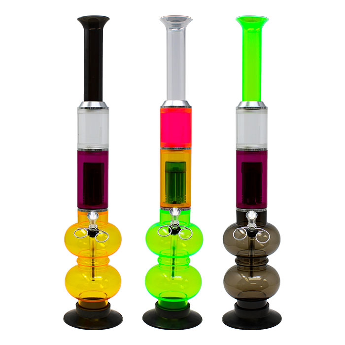 Assorted Color Double Percolator Acrylic Bong 20 Inches