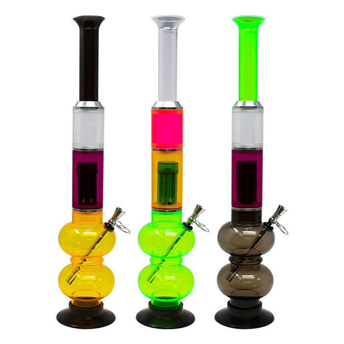Assorted Color Double Percolator Acrylic Bong 20 Inches