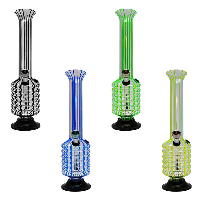 Assorted Color Multi Ring Striped Bong 10 Inches