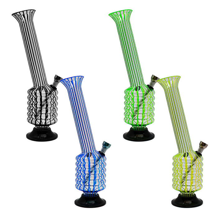 Assorted Color Multi Ring Striped Bong 10 Inches