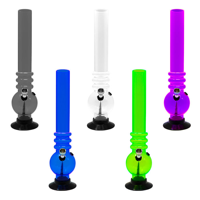 Assorted Color Tri Ring Acrylic Bong 13 Inches