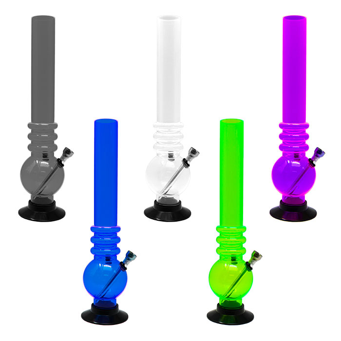 Assorted Color Tri Ring Acrylic Bong 13 Inches