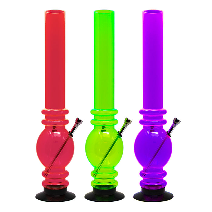 Assorted Color Double Ring Acrylic Bong 18 Inches