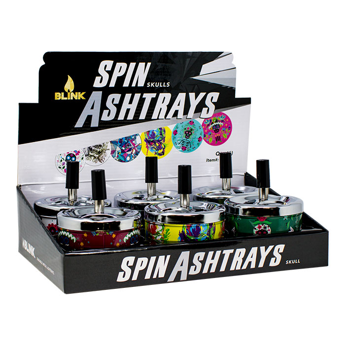 Blink Spin Skull Ashtrays Display of 6