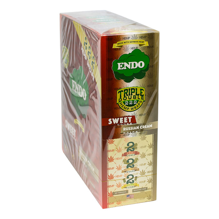 Endo Hemp Wraps Triple Double - Sweet And Russian Display of 15