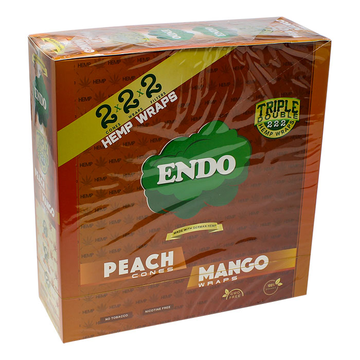 Endo Hemp Wraps, Triple Double - Peach And Mango Display Of 15
