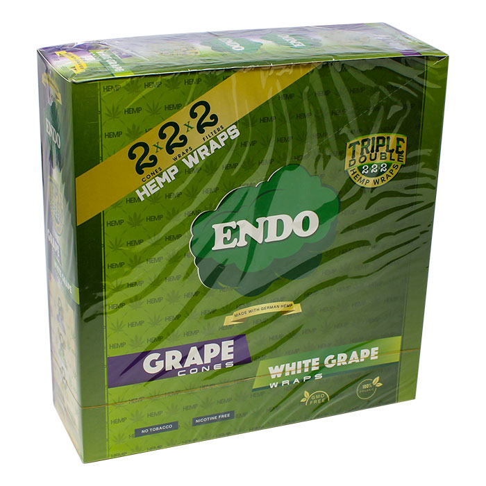 Endo Hemp Wraps, Triple Double - Grape And W. Grape Display Of 15