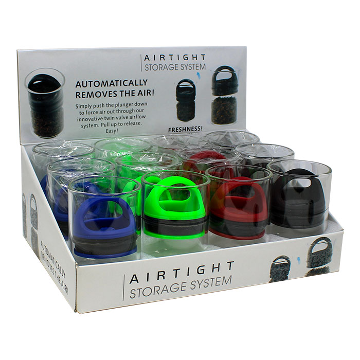 AIR-PROOF GLASS CONTAINERS 60ml DISPLAY OF 12