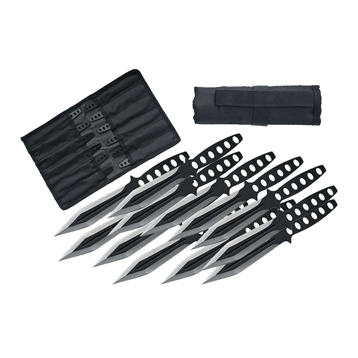 12 PC BLACK STREAK THROWING KNIFE SET 6 INCHES