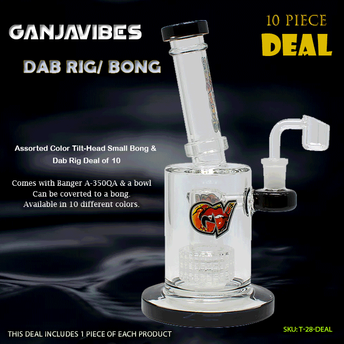 Assorted Color  Tilt-Head Small Bong and Dab Rig Deal of 10