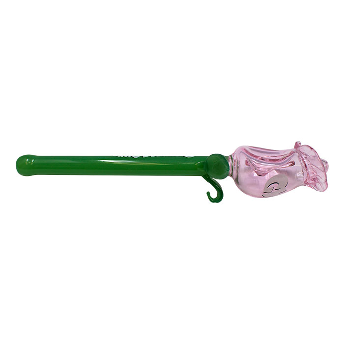 Ganja Vibes Pink Rose 7 Inches Glass Pipe