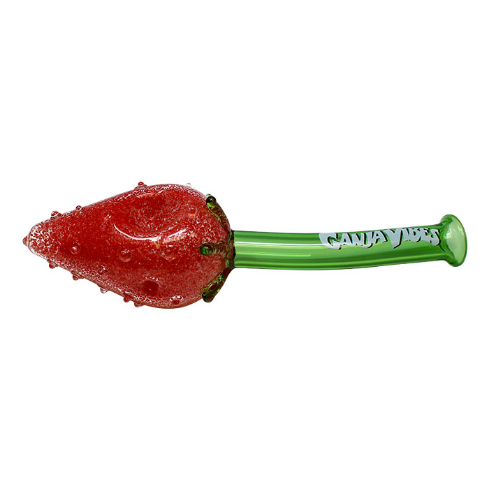 Ganja Vibes Strawberry 8 Inches Glass Pipe