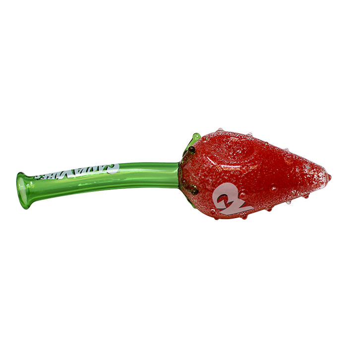 Ganja Vibes Strawberry 8 Inches Glass Pipe