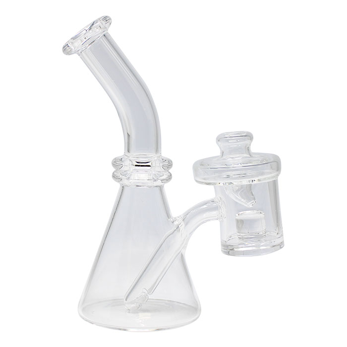 Dab Rig With In Built Thermal Banger And Clear Glass Carb Cap 6 Inches