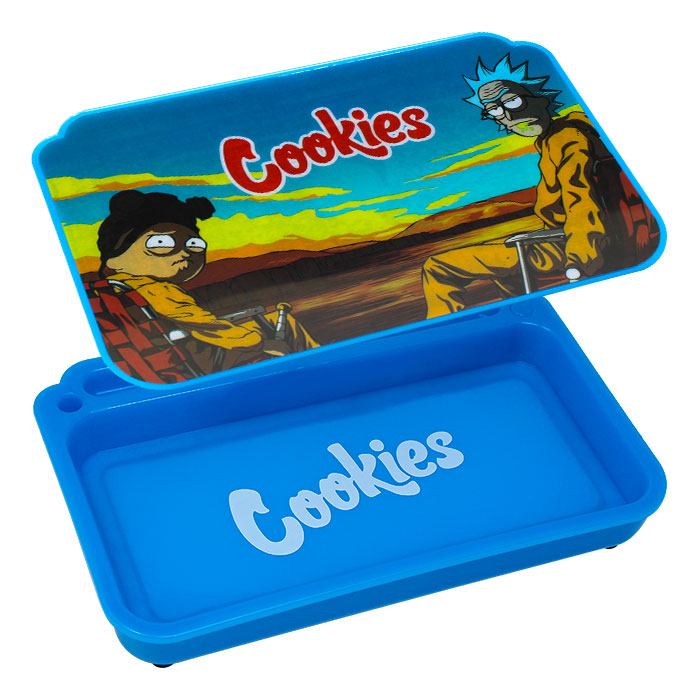 Sky Blue Cookies Led Rolling Tray With Lid