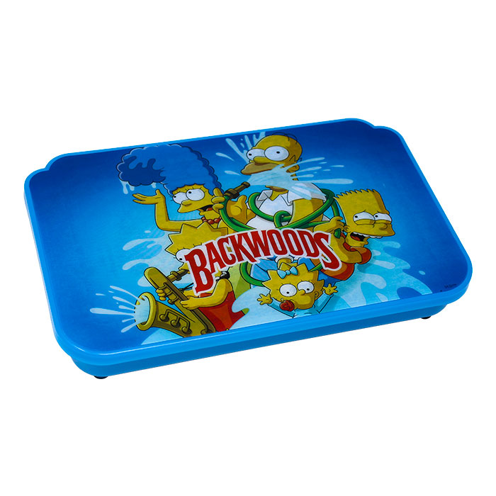 Sky Blue Backwoods Led Rolling Tray With Lid