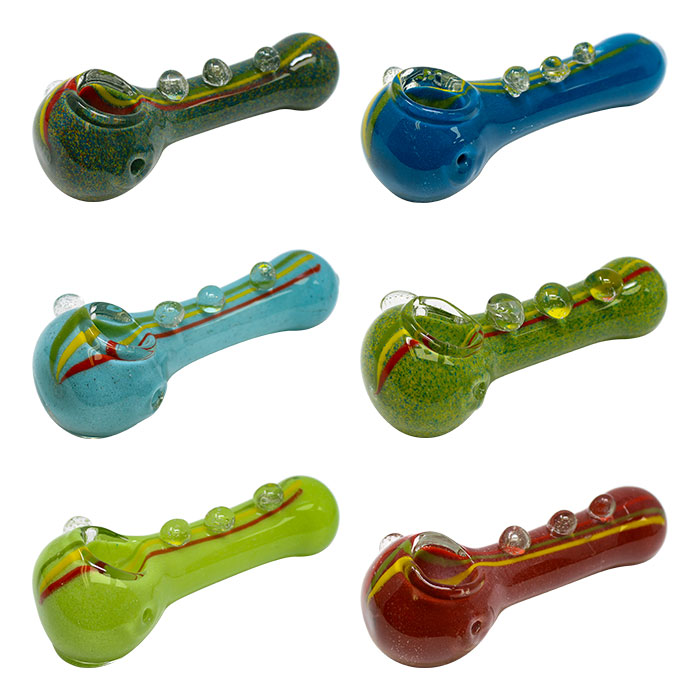 Assorted Color Dotted Frit Glass Pipe 4 Inches
