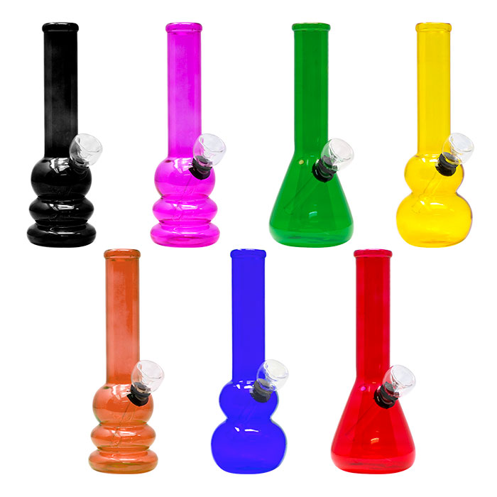 Assorted Color Mini Glass Beaker Bong 7 Inches
