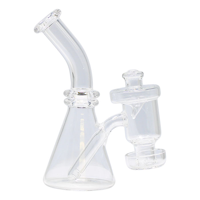 Dab Rig With In Built Thermal Banger And Clear Glass Carb Cap 6 Inches