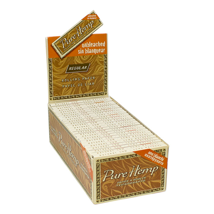 Pure Hemp Unbleached Single Wide Rolling Paper Display of 50