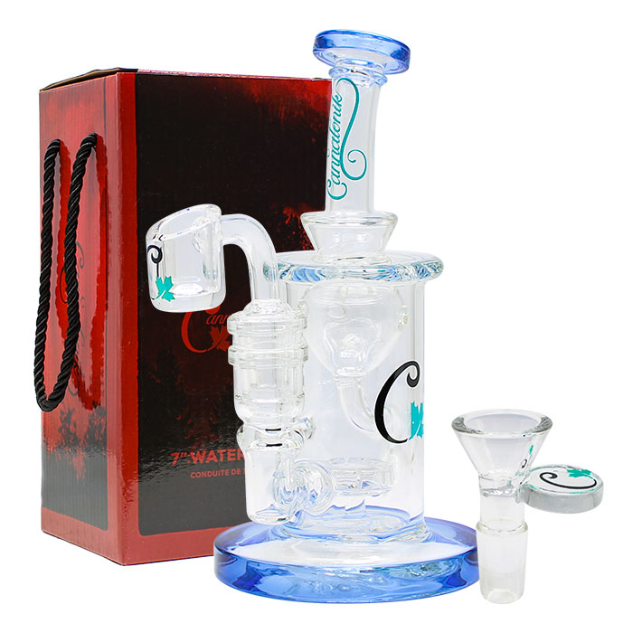 Cannatonik Blue Glass Bong and Dab Rig 7 Inches