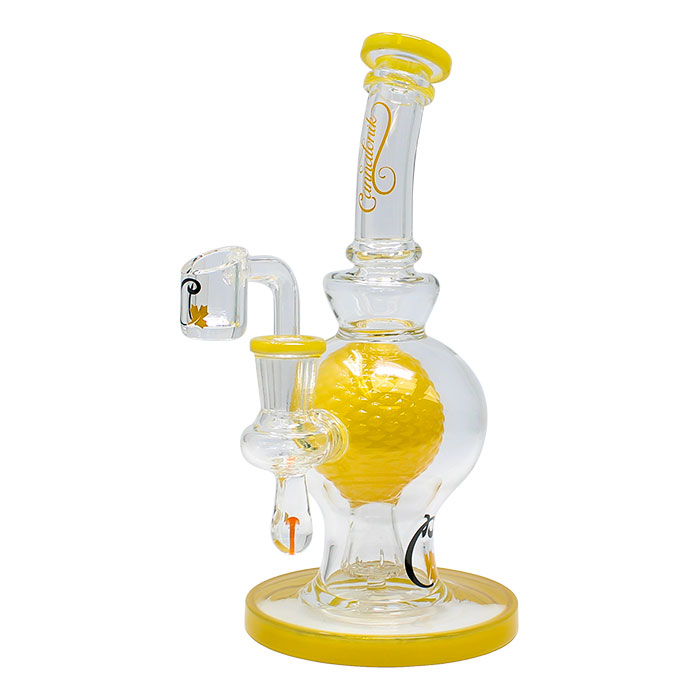 Cannatonik Yellow Sphere In Sphere Bong and Dab Rig